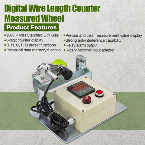 Hella Accurate Digital Wire Cable Length Meter With Easy Roll Counter Wheel For Fishing Line Braided Cords And Power Wires showing 6-digit display and measurement wheel.