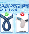 Comparison of spiral wound pool vacuum hoses, showcasing kink-free swivel for Spiral Wound Pool Vacuum Hose With Kink Free Swivel Cuff 1.25 Inch By 21 Feet For Inground Pools Easy Maneuver No Kinks Works With Vacuum Heads Skimmers Pumps And Other Pool Accessories.