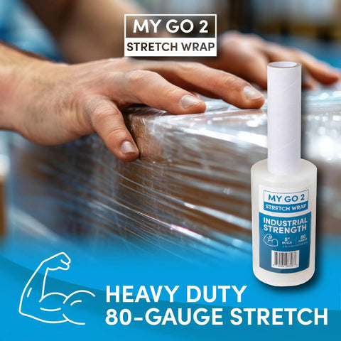 Heavy Duty 5 Inch Stretch Wrap 12 Pack With Built In Handle 80 Gauge Clear Plastic Shrink Film for binding warehouse pallets
