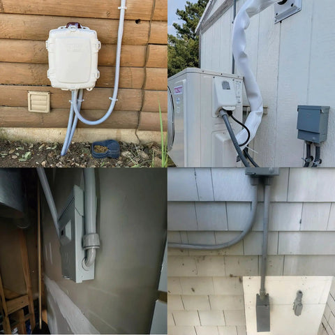 Hardcore Eighty Foot Half Inch Npt Pvc Liquid Tight Conduit Kit With Ul Certified Straight Fittings shown in various outdoor electrical installations.