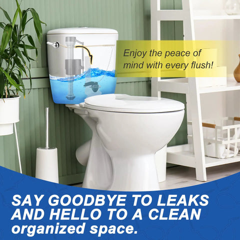 Bathroom scene showing 3 Pack Toilet Refill Tube And Clip Replacement Kit For Inside Tank in use.