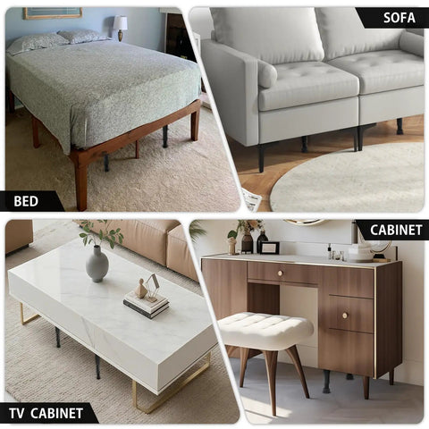 Adjustable Height Bed Frame Support Legs, Plastic Center Support Stands With Swivel Base, Heavy Duty Furniture Feet Replacement For Uneven Floors in various furniture.