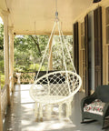 Kids Hammock Swing Chair For Indoor And Outdoor Fun, Handmade Macrame Knitted Hanging Seat For Toddlers Aged 2 To 5 on balcony