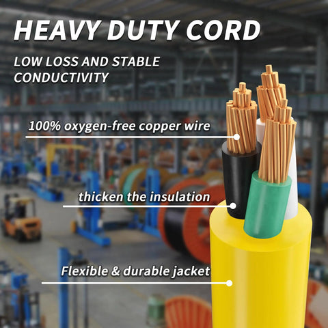 Cross-section of Built Tough Outdoor Extension Cord 2 Ft 12 Gauge showing conductors and insulation.