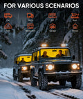 No Fuss 8Kw Diesel Air Heater With Simple LCD Screen And Dang Fast Warmup For Your Ride Or Campout Featuring Sweet Top Shelf Build 12 24 110 220 Volt Portable All In One Heating Rig For Rv Van Camper in snowy landscape with vehicles.