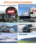 Kickass Heavy Duty 450A 48V DC Bus Bar Kit Two Pack shown in application scenarios: RV, yacht, truck, and solar panels.