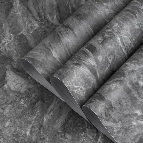 Grey Marble Peel And Stick Wallpaper Matte Thickened Waterproof And Oil Resistant Adhesive Countertop Vinyl Paper, close-up view.