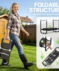 Woman carrying 2-In-1 Garden Kneeler And Seat For Seniors And Garden Lovers, Heavy-Duty Foldable Bench With 400 Lb Capacity, shown folded