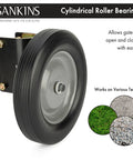 Beefy 8 Inch Rubber Gate Wheel Caster For Swing Gates Heavy Duty Side Mount Gate Support Wheel Fits 1 And 5 Eighths To 2 Inch Round Tube Frames Steel Construction Keeps Fence Line Level And Prevents Gate Sagging, shown with cylindrical roller bearing.