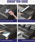 Self Adhesive Leather Repair Patch Tape Kit For Furniture Couch Sofa And Car Seats Straight Up Fixes Tears In A Snap With No Sweat Installation Total Game Changer And Vinyl Sheets 30 By 16 Inches installation steps on leather couch