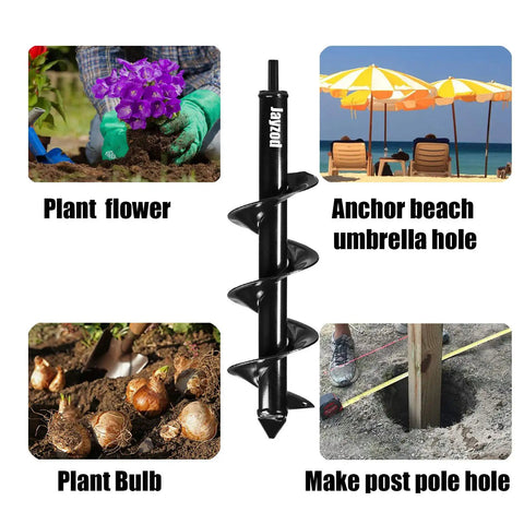 4 Inch By 25 Inch Garden Auger Drill Bit For Planting Bulbs And Bedding Plants, Spiral Bulb Auger With Three Eighths Inch Hex Drive
