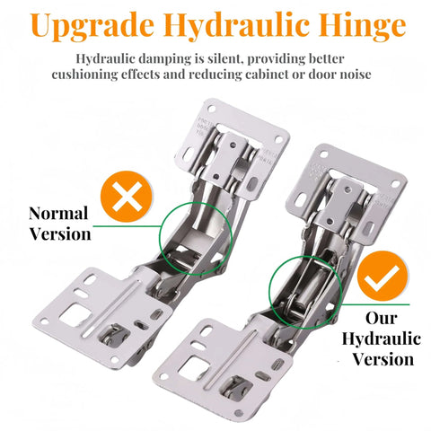 175 Degree Heavy Duty Cabinet Hinges Set For Wide Opening 2 Pair Concealed Hydraulic Hinges With Soft Close Feature