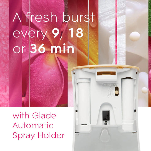 Automatic Air Freshener Refills for Home and Bathroom Tropical Blossoms Scent 6.2 Oz Each 3 Count Up to 70 Days of Fragrance With Battery Operated Dispenser for Long Lasting Freshness, battery dispenser with tropical spray settings