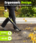 Person using 20V Cordless Leaf Blower With Dual 2Ah Batteries, 350 CFM At 150 MPH, Lightweight on driveway clearing leaves