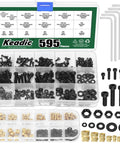 All In One Brass Heat Set Threaded Inserts M2 To M5 For Plastic And 3D Printing Includes 160 Hex Socket Head Cap Bolts 160 Nuts 160 Washers And 5 Allen Wrenches in a plastic organizer, showing all components.