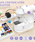 Beginner Friendly Mini Sewing Machine Kit With Finger Guard And Full Accessory Set, includes adapter and cotton threads