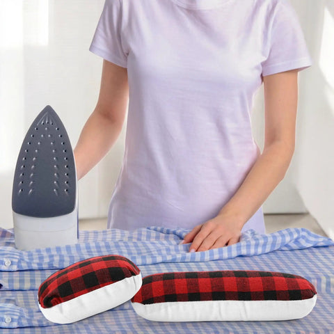 Go To Tailor Pressing Ham And Sleeve Roll Set For Pro Sewists Slick Ironing Cushion With Plush Linen Fill smoothes shirt collars.