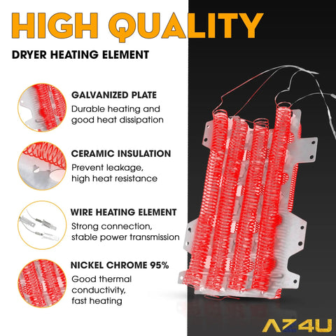 Top Notch Dryer Heating Element Replacement Compatible With Amana Kenmore Whirlpool Maytag Dryers showing galvanized plate and coil