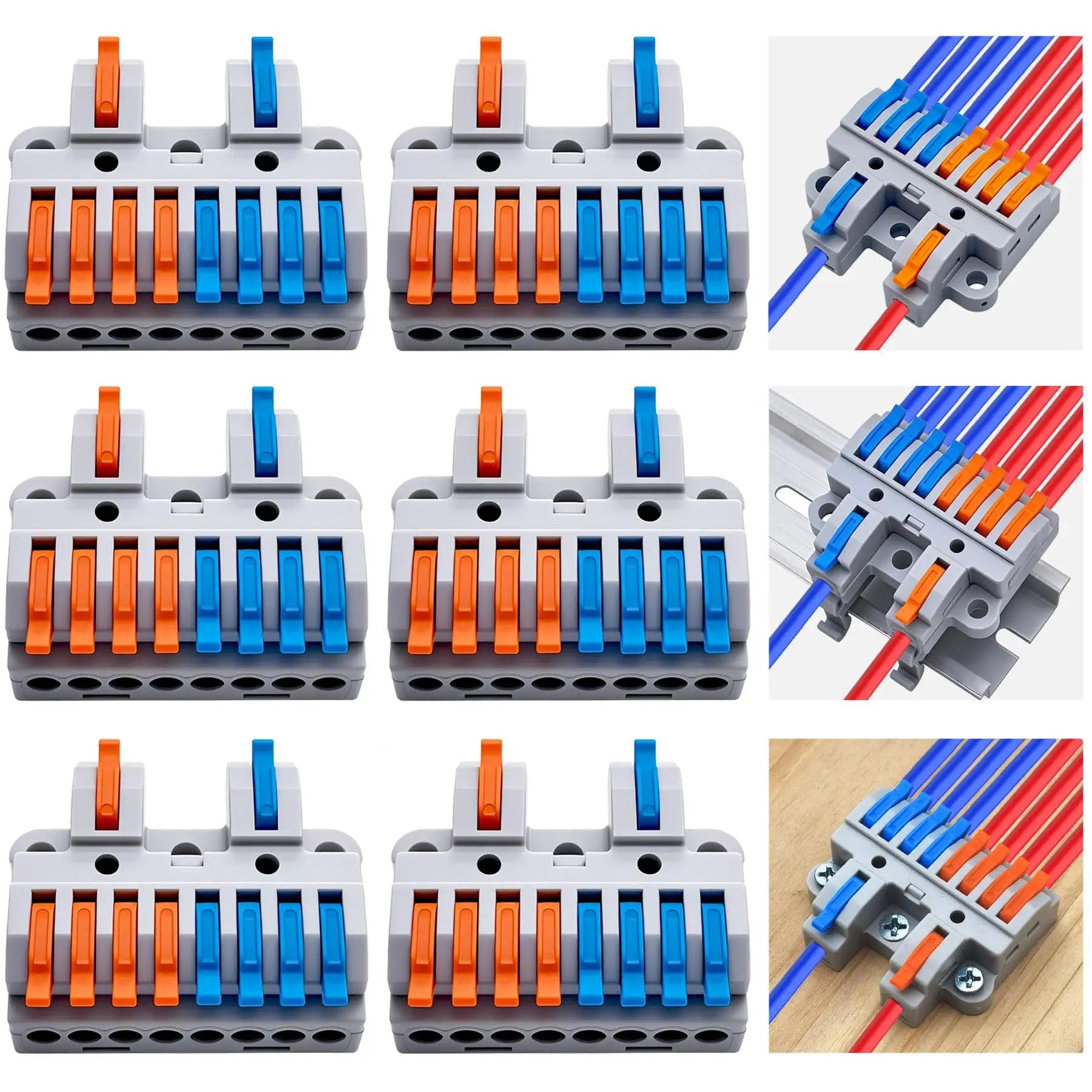 2 In 8 Out Lever Terminal Blocks 6-Pack ️