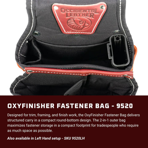 OxyFinisher Fastener Bag For Right Hand With 11 Pockets And Tool Holders, Made In USA, Round Bottom Nylon Construction