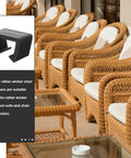 Ganazono 12 Pieces Sectional Sofa Clips Fasteners For Outdoor Rattan Furniture shown with wicker chairs and glass table