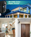 Wireless Security Camera For Outdoor And Indoor Use, 2K Battery Powered With AI Motion Detection, Spotlight Siren Alarm