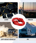 Half Inch Tow Hitch Hammer Lock Safety Chain Adapter Connector Link, G80 Alloy Steel, Red Finish, in various vehicle use backgrounds