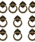 10 Piece Set Retro Style Bronze Drop Ring Cabinet Pulls For Dresser And Antique Drawers Includes Mounting Screws Single Hole Decorative Hardware For Furniture Cupboard For Easy Installation Vintage Round Knob Style