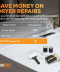 Gas Dryer Repair Kit With 279311 Igniter 338906 Flame Sensor And 279834 Valve Coil placed on white dryer