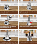 Premium Stainless Steel Moka Pot With Heavy Duty Dual Pipe Flow Tech For Pullin Quick Stovetop Espresso On Gas Or Induction Cooktops, step-by-step brewing guide.