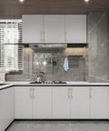 Modern kitchen with 20 Pack Brushed Brass Cabinet Pulls 5 Inch Hole Center Cabinet Hardware Gold Kitchen Cabinet Handles visible.