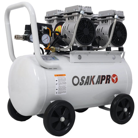 Heavy Duty 2.5 HP Silent Air Compressor With 13 Gallon Tank, Oil-Free Electric Shop Compressor For Nail Guns And Impact Wrenches, Lightweight Portable Design On Wheels With Low 70 Dba Noise Output In Light Gray