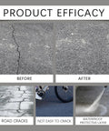 Before and after images showing Heavy Duty Crack Fill Patch For Concrete Asphalt And Masonry Driveways effectiveness on road cracks.