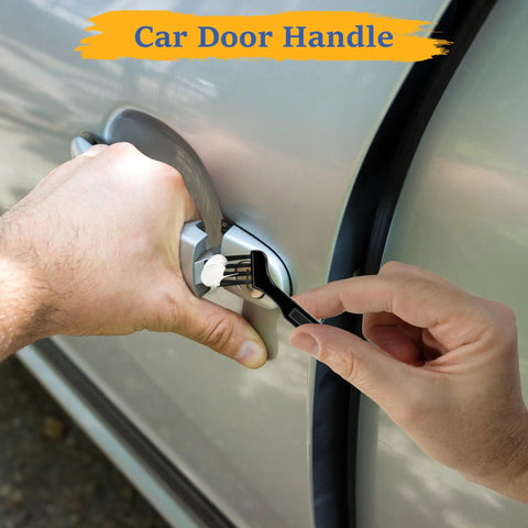 Applying All Purpose 50g PTFE Silicone Grease With 20 Percent PTFE Blend to vehicle door handle using a brush