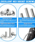 Badass 81 Piece 1/4-20 Button Head Socket Cap Bolt Assortment Kit Made From Rugged 304 Stainless Steel showcasing internal hex head and 20 TPI coarse thread screws.