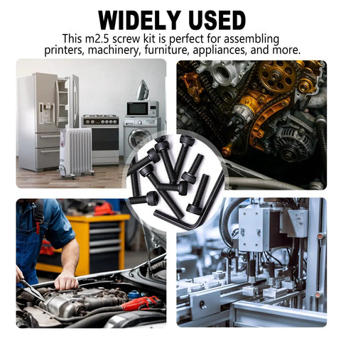 Top Shelf 1016 Piece M2.5 Hex Socket Screw Kit With Nuts And Washers Hella Sturdy Grade 12.9 alloy steel for machinery assembly.