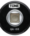 Top view of Quick Adapter For Ratchet Handle Three Eighths Inch Drive Angle Black 0.3 Inch Drive Quick Turn Tool with branding