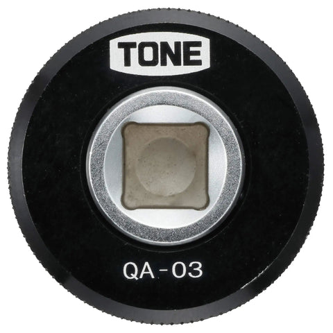 Top view of Quick Adapter For Ratchet Handle Three Eighths Inch Drive Angle Black 0.3 Inch Drive Quick Turn Tool with branding