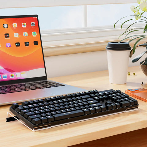Acrylic Tilted Keyboard Stand For Ergonomic Typing With Clear Tray And Non Slip Silicone Case Wide 17 Inch Keyboard Holder