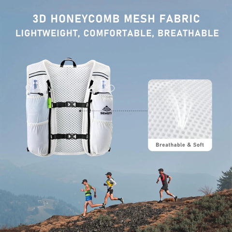 Go-To 5L Hydration Vest for Running and Cycling with Dual 500ml Soft Flasks, lightweight mesh fabric detail shown