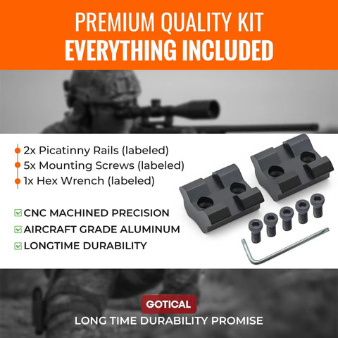 2 Piece 21.2 Inch Rails For Savage Rascal Scope Mount Base Kit Built From Hard Anodized Aluminum With Matte Black Finish