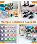 Heavy Duty Four Tier Water Bottle Organizer Rack With Hella Spacious Compartments For Stress Free Beverage Storage In Garage Kitchen Or Pantry Totally Fits Up To Thirty Two Oz Bottles Daily in fridge, cabinet, countertop, kitchen scenarios.