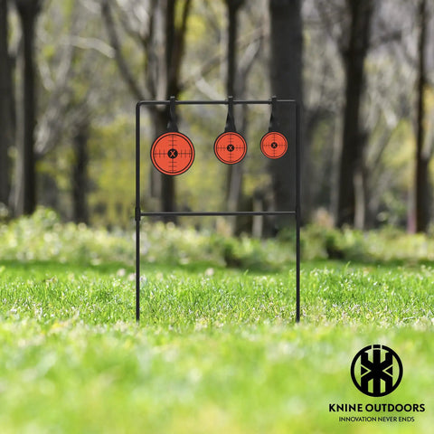 Spinner Metal Targets for Shooting, 3/8 Inch Thick Beefy Auto Reset Steel with three target sizes outdoors