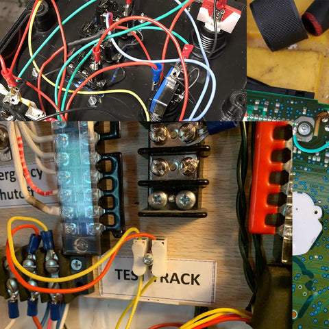 Electrical setup using 30 AWG Tinned Copper Silicone Hook Up Wire Multicolor Set, 10M Per Color Red Blue Green Yellow Black, 600V Stranded Electrical Cable For DIY Electronics.