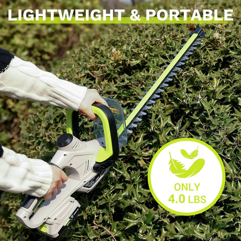 Lightweight 20V Cordless Hedge Trimmer With 20 Inch Cutting Bar Battery Included Five Eighth Inch Cutting Capacity For Yard Garden And Shrubs Easy Grip For Women And Seniors Powerful Trim trimming hedges