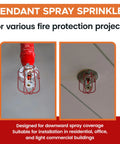 Top Notch Chrome Fire Sprinkler Head Pendant Spray Kit With Half Inch Npt Threading installed on ceiling for fire protection.
