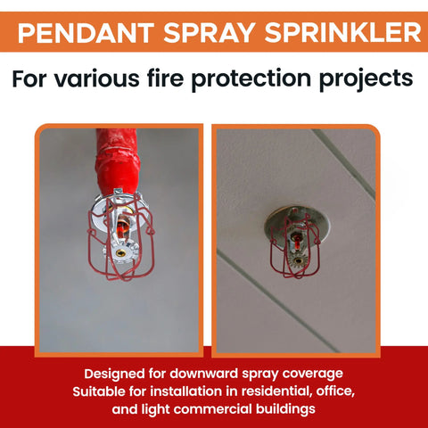 Top Notch Chrome Fire Sprinkler Head Pendant Spray Kit With Half Inch Npt Threading installed on ceiling for fire protection.