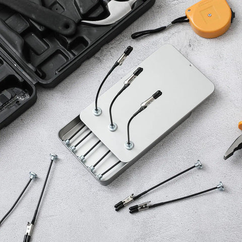 Magnetic Helping Hands Soldering Station With 12 Flexible Clips And Steel Storage Box All In One Magnetic Workstation Silver Finish