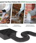 Low Profile Gutter Downspout Extender Kit With Flexible Catch Basin, No Dig Drain Extension Up To 5.1 Feet shown with black catch basin and hose