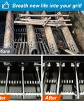 Before and after installation of Charbroil Advantage Series 4 Burner Grill Replacement Parts Kit With Stainless Steel Burner Tube.